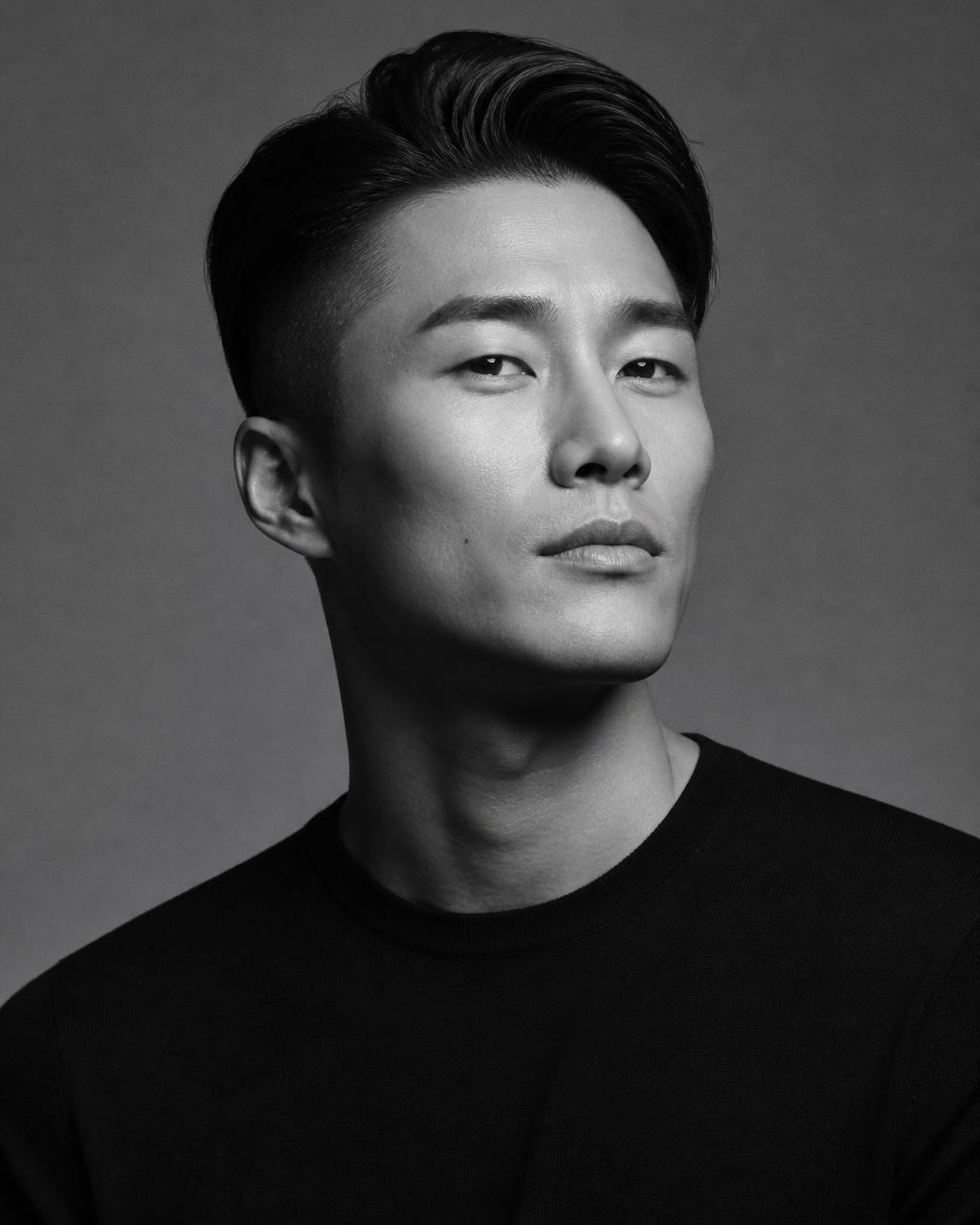Confident East Asian man with a modern undercut